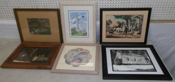 Lot of Framed Prints, One by Wallace Nutting