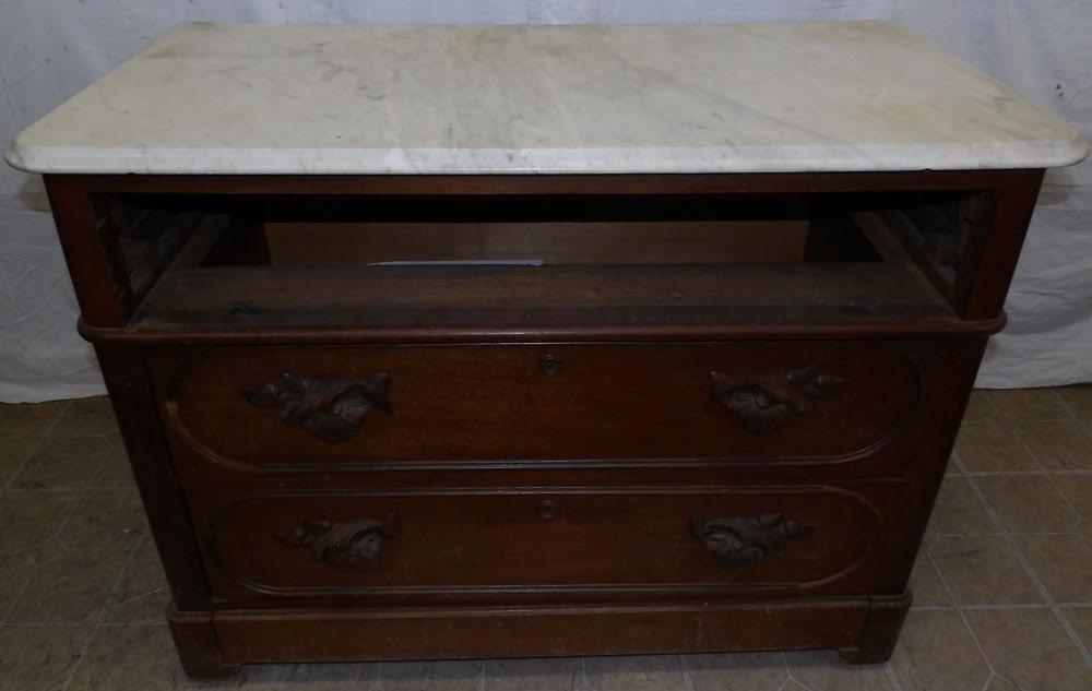 Walnut Victorian Marble Top Chest (1 of 6)
