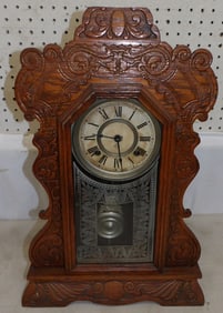 Antique Oak Kitchen Clock by Ansonia