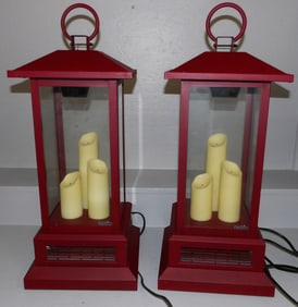 Pair of Painted Metal Duraflame Lantern Form Heaters