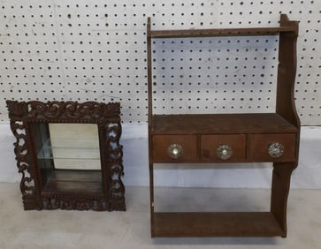 Two Wall Shelves, One Painted & One Wood