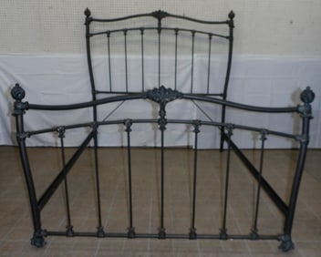 Painted Metal Queen Size Bed with Rails