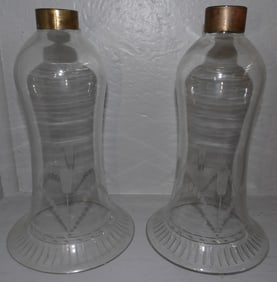 Pair of Etched Glass Shades