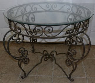 Wrought Iron & Glass Top Table