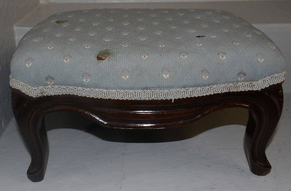 French Mahogany Upholstered Footstool (1 of 2)