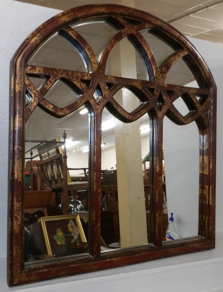 Painted Framed Mirror: Painted Framed Mirror. 40 1/2" X 36" ALL DESCRIPTIONS AND ANY CONDITION STATEMENT GIVEN BY LANGSTON AUCTION GALLERY ARE STRICTLY OPINIONS AND LANGSTON'S SHALL HAVE NO RESPONSIBILITY FOR ERRORS OR OMIS