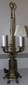 Gilded Metal Candelabra Lamp