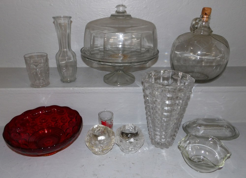 Amberina Thumb Print Bowl & Glass Items (1 of 6)