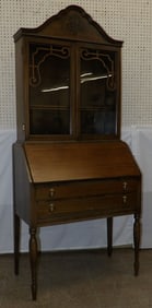 Antique Mahogany Glass Door Secretary