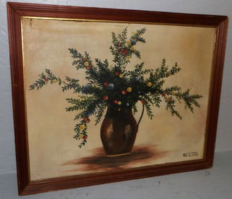 Framed Oil On Canvas Still Life Artist Signed