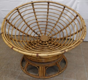 Mid Century Modern Bamboo Swivel Papasan Chair