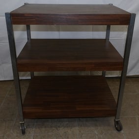Modern Painted Chrome Three Tier Rolling Stand
