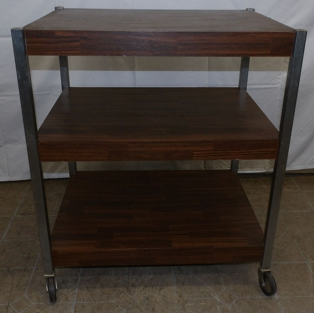 Modern Painted Chrome Three Tier Rolling Stand (1 of 3)