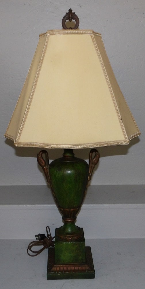Painted Ceramic Swan Handle Urn Lamp (1 of 4)