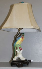 Painted Porcelain Bird Lamp