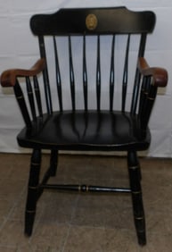Cherry & Black Lacquered Windsor College Arm Chair By Bent Brothers