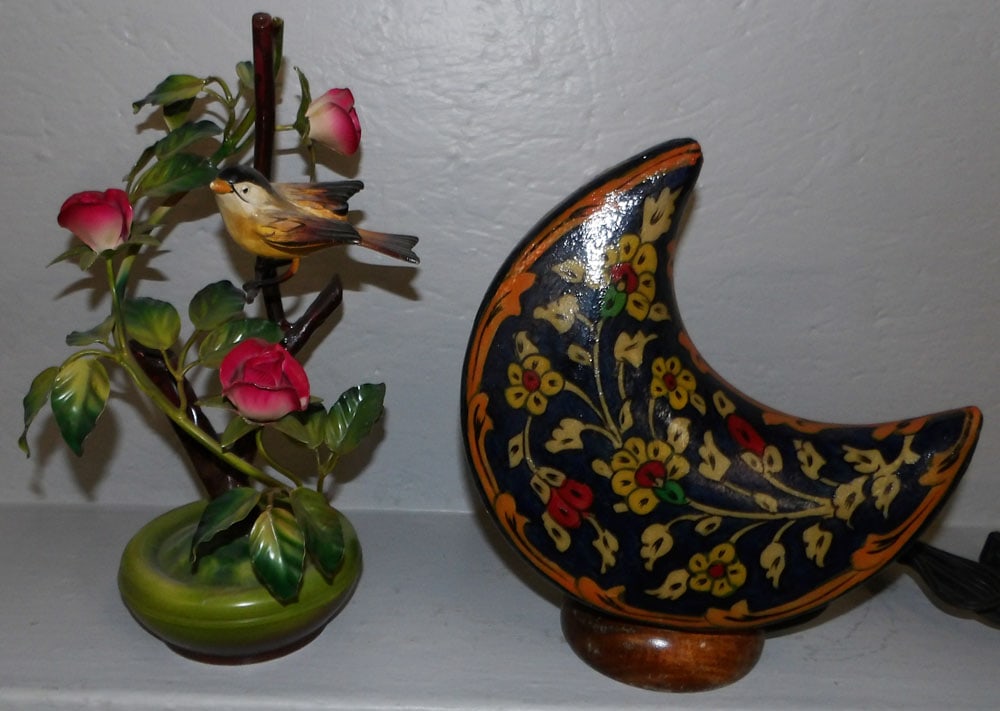 Painted Metal Bird Sculpture & Painted Resin Lamp (1 of 3)