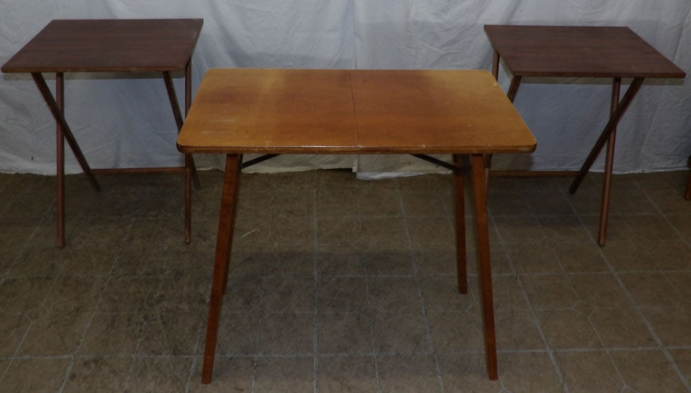 Maple Folding Stand & Two TV Tables (1 of 6)
