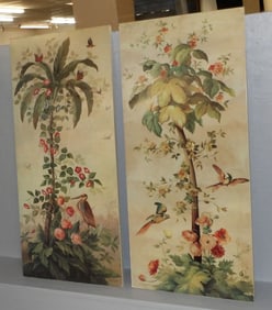 Pair Painted Decorative Panels
