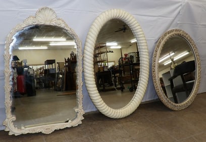 Three Painted Framed Oval Mirrors