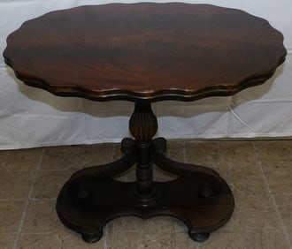 Antique Burl Mahogany Oval Stand
