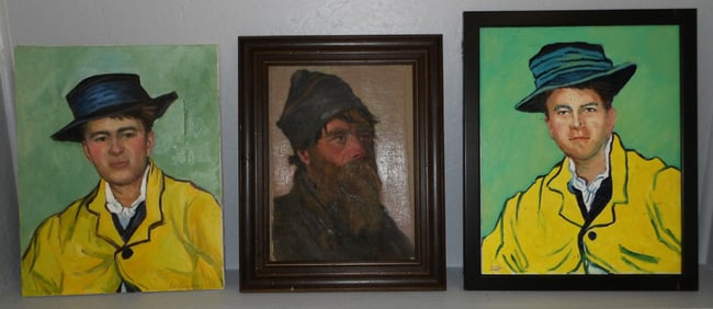 Three Framed Oil On Canvas Portraits