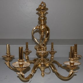 Gilded Metal Six Light Chandelier