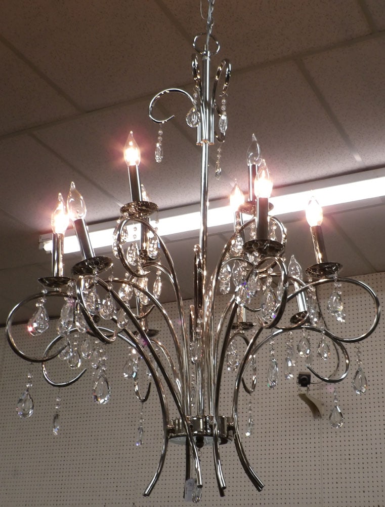 Chrome & Crystal Twelve Light Chandelier (1 of 4)