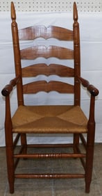 Walnut Bench Made Ladder Back Arm Chair