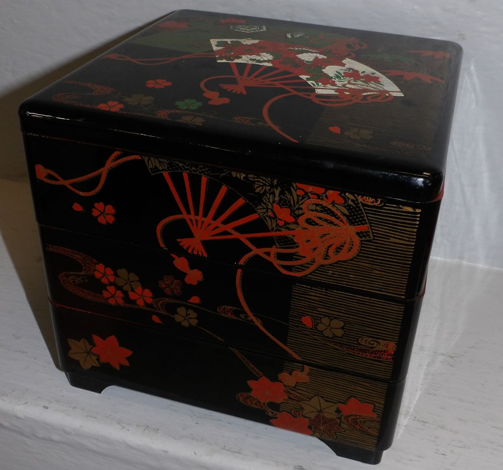 Oriental Paint Decorated & Lacquered Stacking Box (1 of 5)