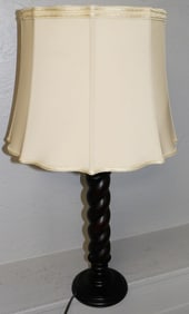 Carved Barley Twist Wood Lamp with Shade