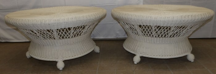 Two Faux Wicker Coffee Tables