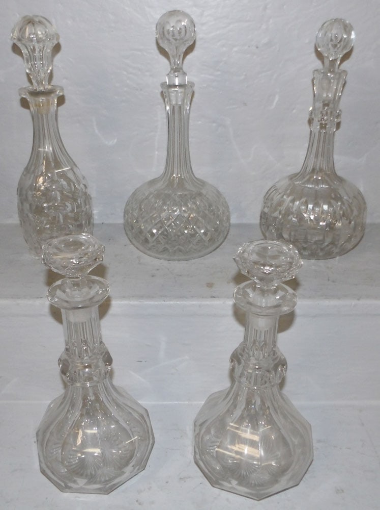 Lot of Antique Crystal Decanters (1 of 3)