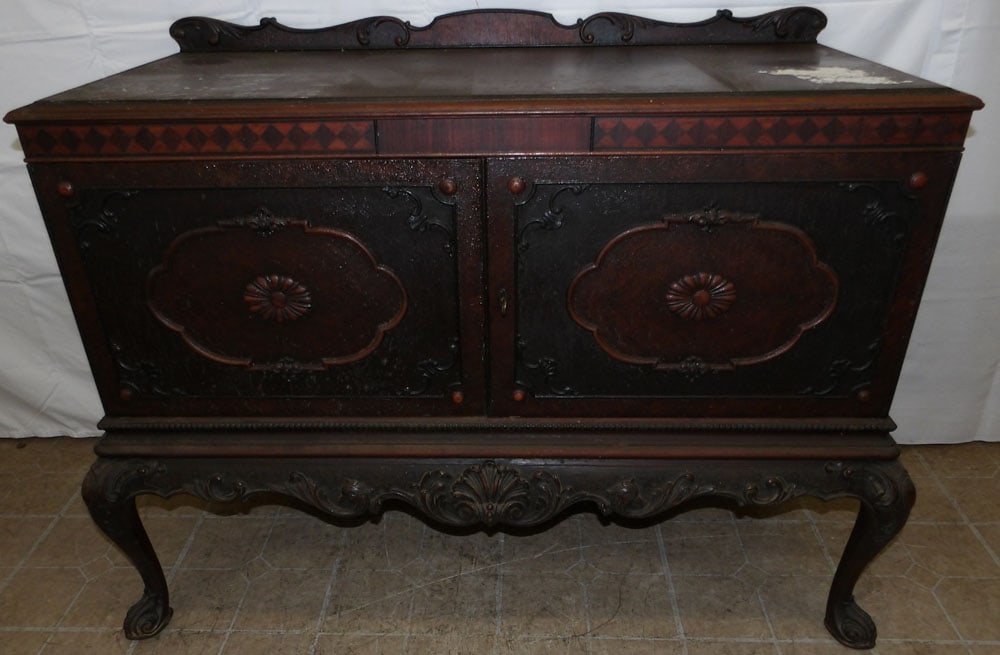 Antique Walnut Server: Antique Walnut Server . 33 1/2" H 48" W 21 1/2" D ALL DESCRIPTIONS AND ANY CONDITION STATEMENT GIVEN BY LANGSTON AUCTION GALLERY ARE STRICTLY OPINIONS AND LANGSTON'S SHALL HAVE NO RESPONSIBILITY FOR E