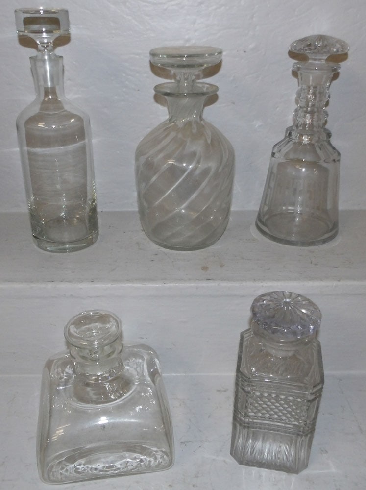Lot of Five Crystal Decanters (1 of 4)