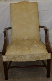 Mahogany & Silk Upholstered Library Chair by Hickory