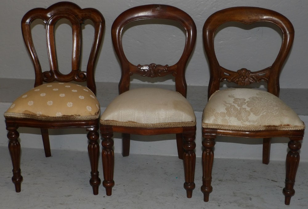 Three Mahogany Victorian Style Doll Chairs (1 of 4)