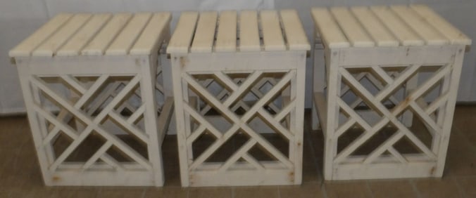 Three Painted Wood Stands
