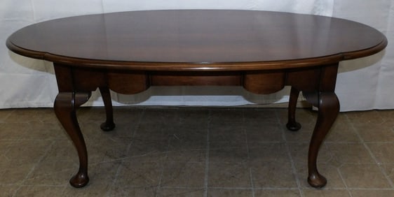 Cherry Queen Anne Style Oval Coffee Table