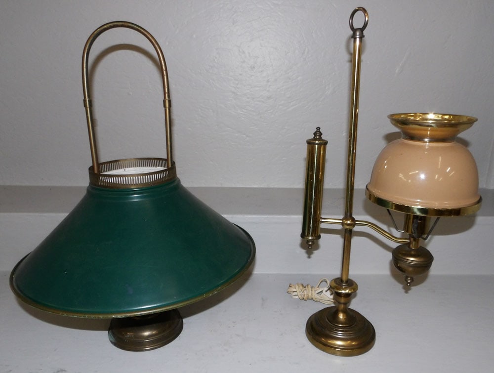 Painted Metal Lamp & Gilded Metal Student Lamp (1 of 5)