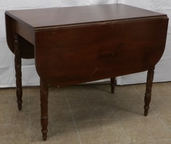 Antique Mahogany Acanthus Leaf Carved Drop Leaf Table