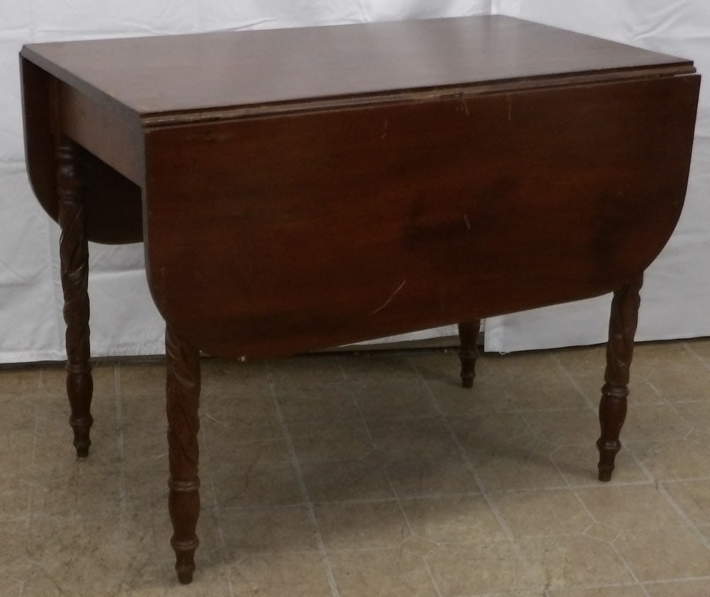 Antique Mahogany Acanthus Leaf Carved Drop Leaf Table (1 of 4)