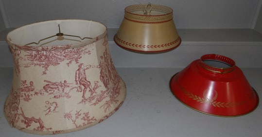 Hand Made Lamp Shade by Canterbury & Two Tole Painted Lamp Shades