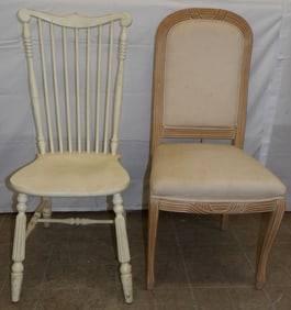 Painted Wood Spindle Back Side Chair & Wood & Upholstered Side Chair