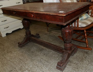 Antique Painted Wood Library Table