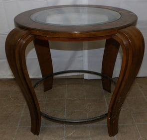 Cherry Glass Top End Table