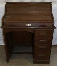 Antique Oak 'S' Roll Top Desk