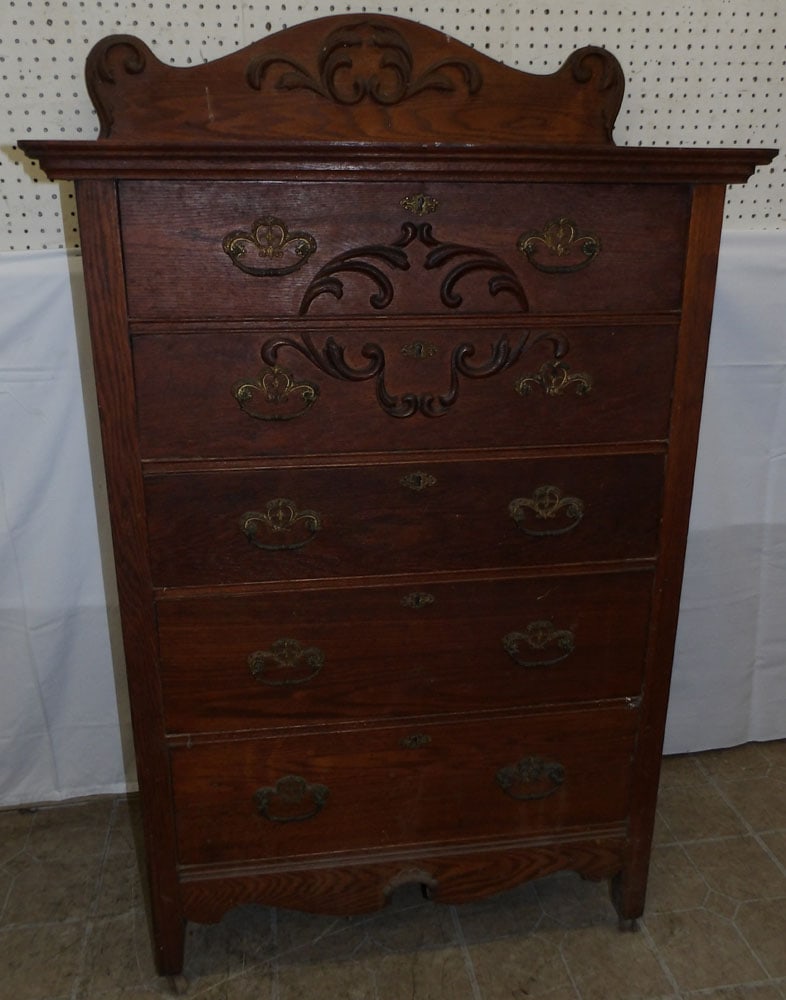 Antique Oak Five Drawer Chest (1 of 5)
