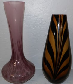 Two Art Glass Vases ( One As Is)
