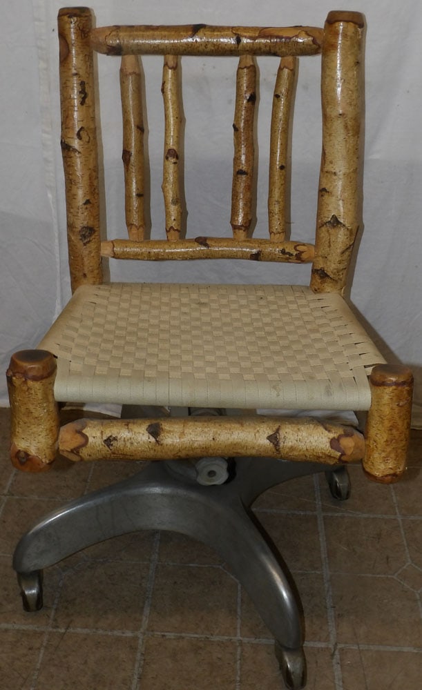 Rustic Hickory & Aluminum Base Swivel Desk Chair (1 of 4)